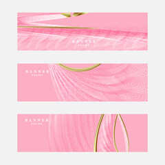 Set of luxury pink and gold banner design