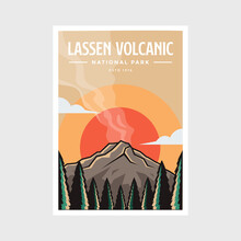 Lassen Volcanic National Park Poster Vector Illustration Design