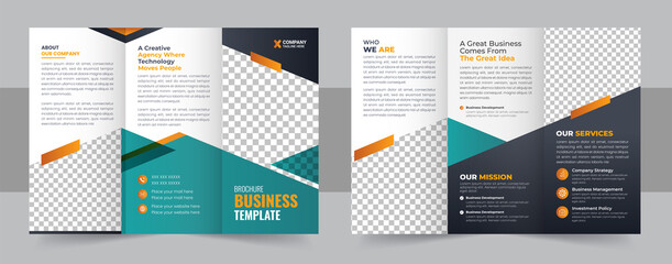 Wall Mural - Corporate business trifold brochure template, Business trifold brochure annual report cover design