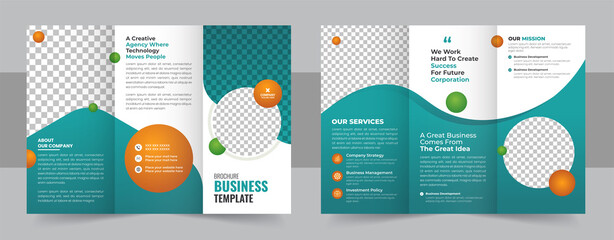 Wall Mural - corporate business trifold brochure template, business trifold brochure annual report cover template
