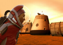 Female Astronaut On Mars, Illustration