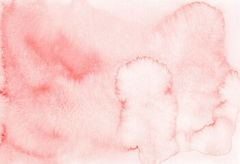 Canvas Print - Watercolor pastel coral background texture. Light red stains on paper, hand painted. Liquid overlay