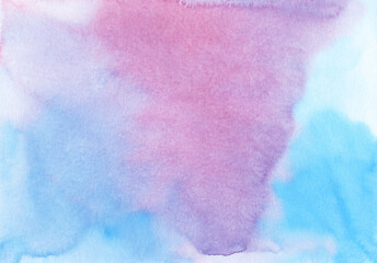 Canvas Print - Watercolor pastel pink and blue background texture. Light purple stains on paper, hand painted.