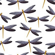Dragonfly girlish seamless pattern. Spring clothes textile print with darning-needle insects.