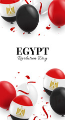 Wall Mural - Vector Illustration of Revolution Day Egypt. Celebration banner. Background with balloons.
