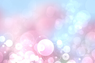 Abstract blurred fresh vivid spring summer light delicate pastel gradient blue turquoise pink bokeh background texture with bright circular soft color lights. Beautiful backdrop illustration.