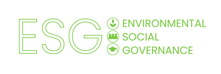 ESG environmental social corporate governance banner isolated on white. ESG business symbol sign icon, sustainable development growth goals (SDG), ecologically sustainable company strategy Flat vector