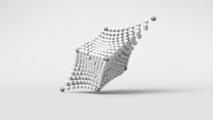 Wall Mural - Abstraction from white cubes on a white background. 3d render illustration.