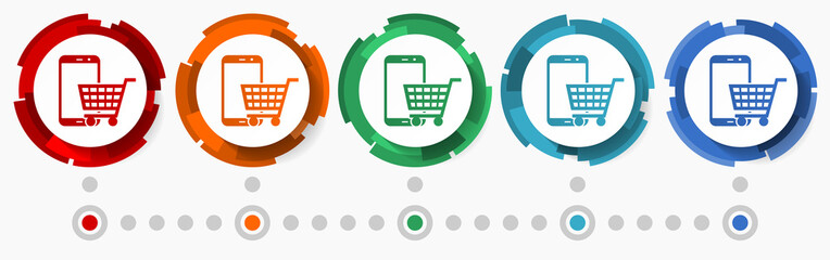 Poster - Online shop concept vector icon set, flat design pointers, infographic template