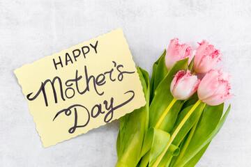  Happy Mothers day greeting card with tulip flowers