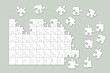 Puzzle Spiel Lösung, fertig stellen bzw. Zusammen fügen,
Vektor Illustration isoliert auf weißem Hintergrund
