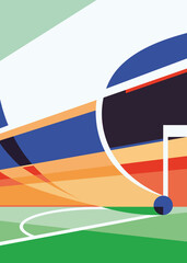 Wall Mural - creative soccer poster with corner kick. placard design in abstract style.