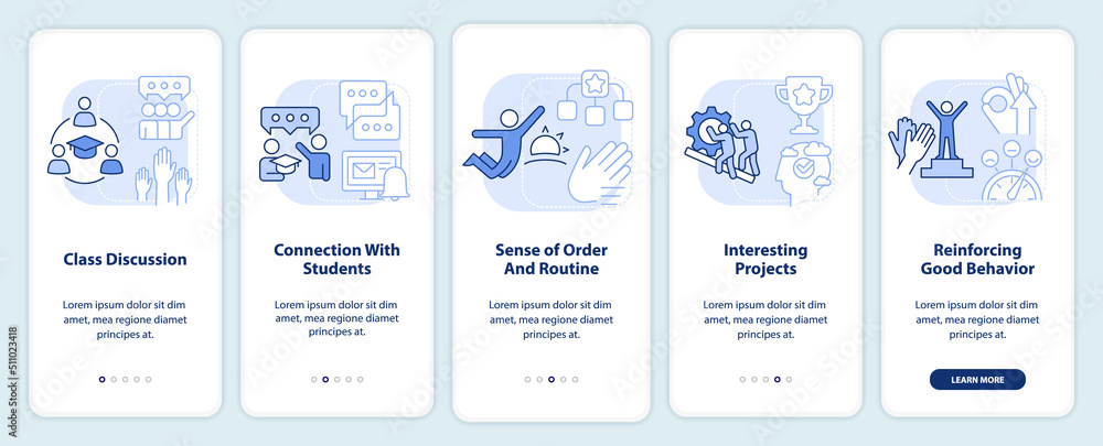 Healthy learning environament light blue onboarding mobile app screen ...