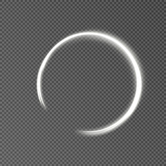 Wall Mural - Bright white circle, golden line light effect. Glowing golden circle. Design element for the design of invitations, cards, presentations. PNG vector.