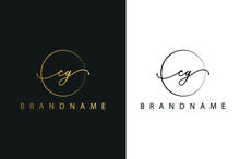 C G CG Hand Drawn Logo Of Initial Signature, Fashion, Jewelry, Photography, Boutique, Script, Wedding, Floral And Botanical Creative Vector Logo Template For Any Company Or Business.