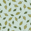 vector seamless leaf pattern vintage blue green color botanical repeating wallpaper ornament