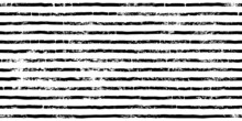 Stripe Line Pattern. Vector Grunge Hand Drawn Black White Background. Ink Brush Abstract Design Seamless Pattern. Horizontal Vintage Texture Print. Sketch Paint Simple Wallpaper. Striped Pattern