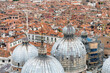 View of the domes of the St Mark's Basilica in Venice from the St Mark's Campanile