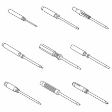 Screwdriver icons set. Isometric set of screwdriver vector icons outline isolated on white background