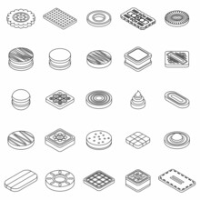 Cookie Icons Set. Isometric Set Of Cookie Vector Icons Outline Isolated On White Background