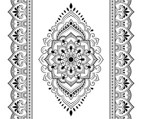 Wall Mural - set of mandala pattern and seamless border for henna drawing and tattoo. decoration in ethnic orient