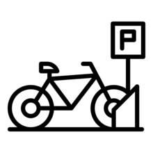 Bicycle Parking Icon Outline Vector. Bike Park. Area Place