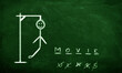 Hangman word game on chalkboard