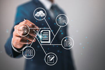 Aufkleber - A Document Management System (DMS) is used to store corporate files and information, search for it, and manage the review process and users.