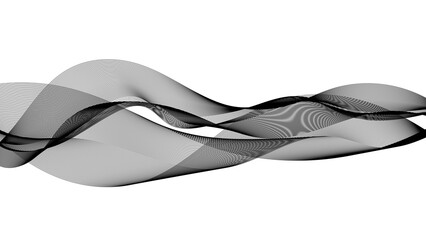 Leinwandbilder - Abstract white background with smooth wavy lines. Design elements with dynamic stripes. Flowing black line art. Vector illustration