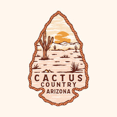 Arizona illustration cactus badge desert design t shirt vintage