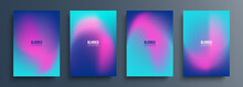Set Of Blurred Backgrounds With Dark Blue, Pink And Light Blue Soft Color Gradient For Your Creative Graphic Design. Vector Illustration.