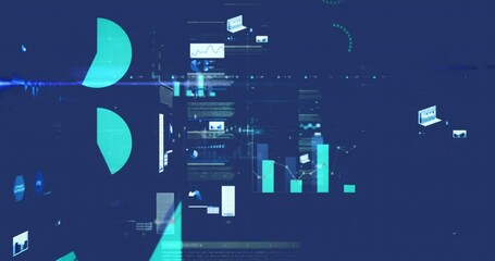 Poster - Animation of data processing on blue background