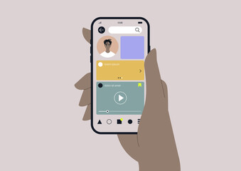 a social media network app interface, a young male african user digital profile