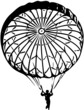 The paratrooper on the parachute, simple, black and white vector