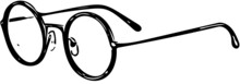 Round Glasses, Circular  Eyeglasses  Silhouette, Vector