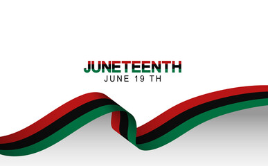 Juneteenth flag wave banner brush stroke effect concept with white copy space background vector illustration