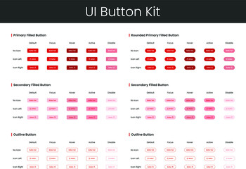 Wall Mural - vector ui buttons kit for website template and mobile application