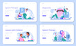 Speech therapist web banner or landing page set. Didactic correction.