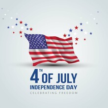 Happy Memorial Day America. 3d Flag With Flying Stars. Vector Illustration Design
