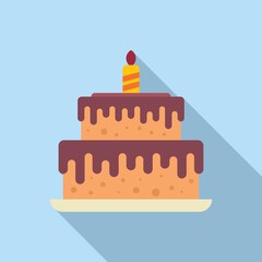 Canvas Print - Surprise cake icon flat vector. Gift present