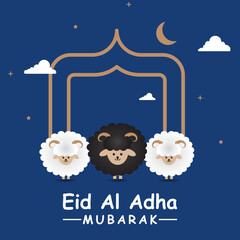 Wall Mural - happy eid al Adha illustration with sheep