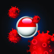 Flag of Indonesia with coronavirus illustration.