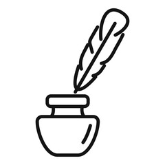 Sticker - Ink feather icon outline vector. School exam