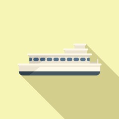 Sticker - River ferry icon flat vector. Water ship