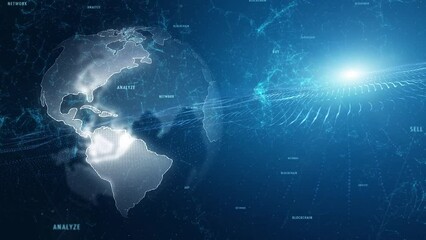 Wall Mural - loop digital earth business blockchain network.