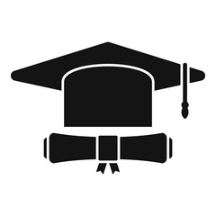 Wall Mural - Degree cap icon simple vector. School diploma