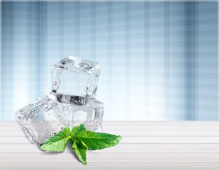 Canvas Print - Cold clean ice cubes on background