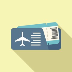 Sticker - Business air ticket icon flat vector. Airline pass