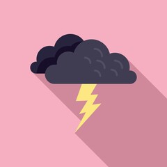 Poster - Storm cloud icon flat vector. Meteo rainy