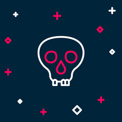 Sticker - Line Skull icon isolated on blue background. Happy Halloween party. Colorful outline concept. Vector